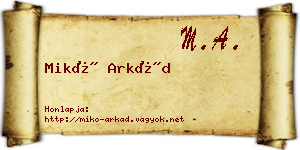 Mikó Arkád névjegykártya